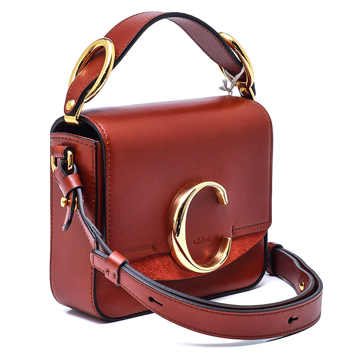 Chloe - Sepia Brown Shiny and Suede Calfskin Mini C Bag